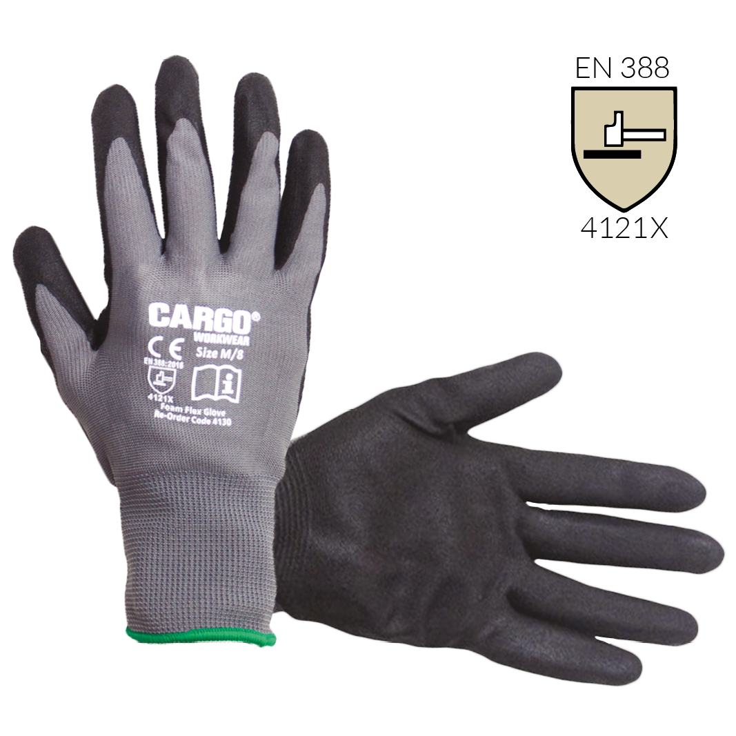 Cargo Foam Flex Nitrile Glove, Grey/Black