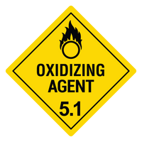 Oxidizing Agent 5.1 Hazard Labels, Yellow