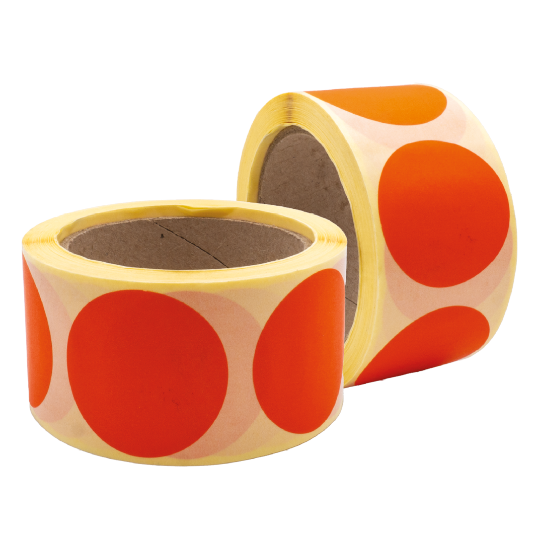 Coloured Circular Label, Orange, 500/roll