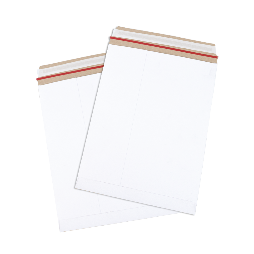 White Solid Board Mailing Envelope - Peel and Seal