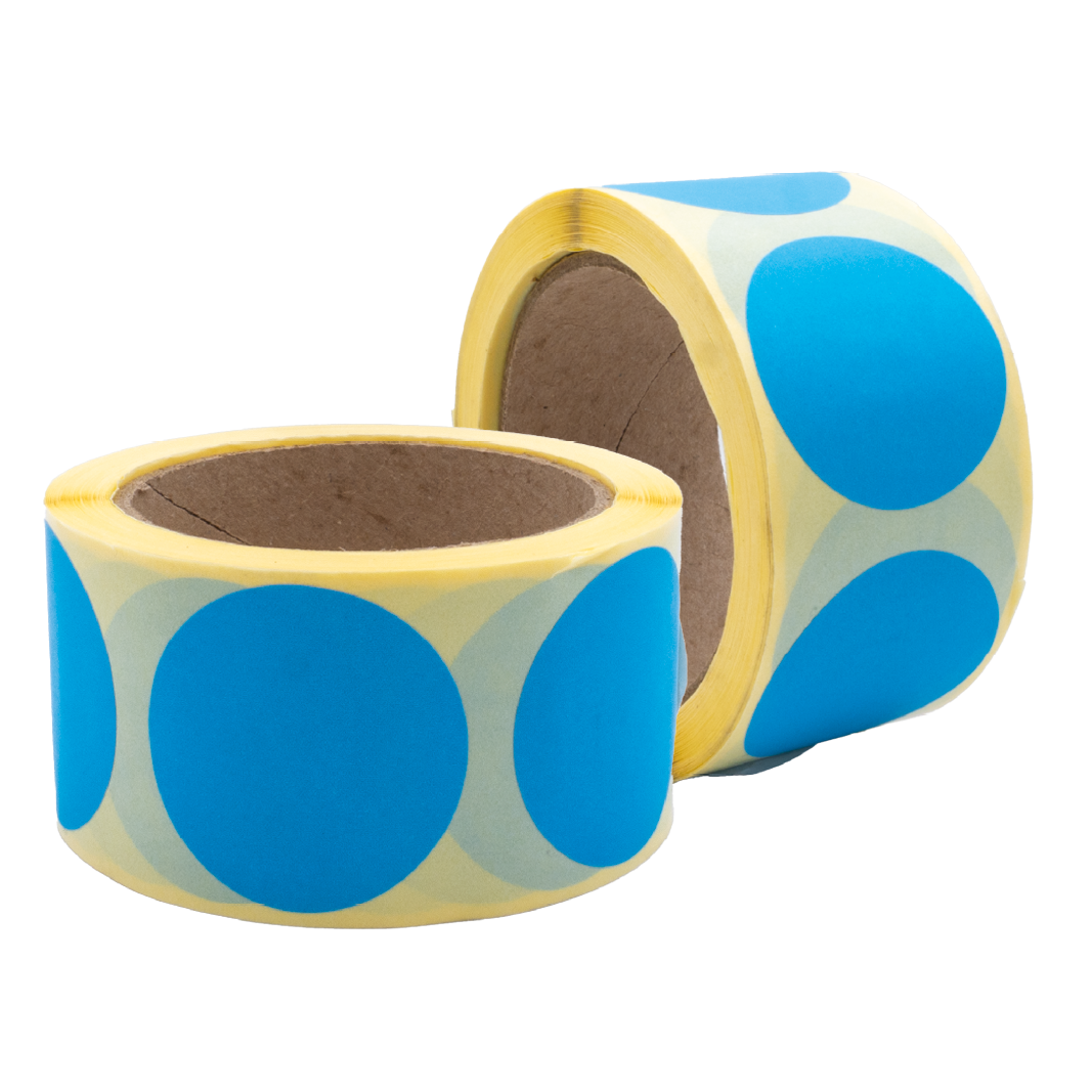 Coloured Circular Label, Blue, 500/roll