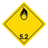 Oxidizer 5.2 Hazard Labels, Yellow/Red