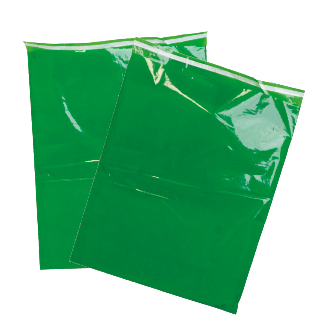 Green Mailing Sack 50mm lip x 55mu, Plain