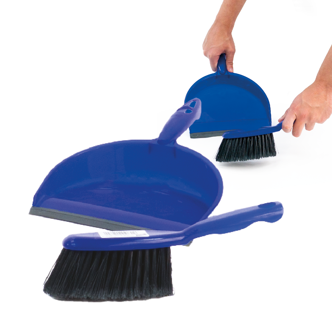 Dust Pan and Brush Set, Blue