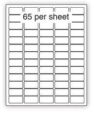 A4 plain labels, 65 Per Sheet