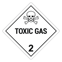 Toxic Gas 2 Hazard Labels, White
