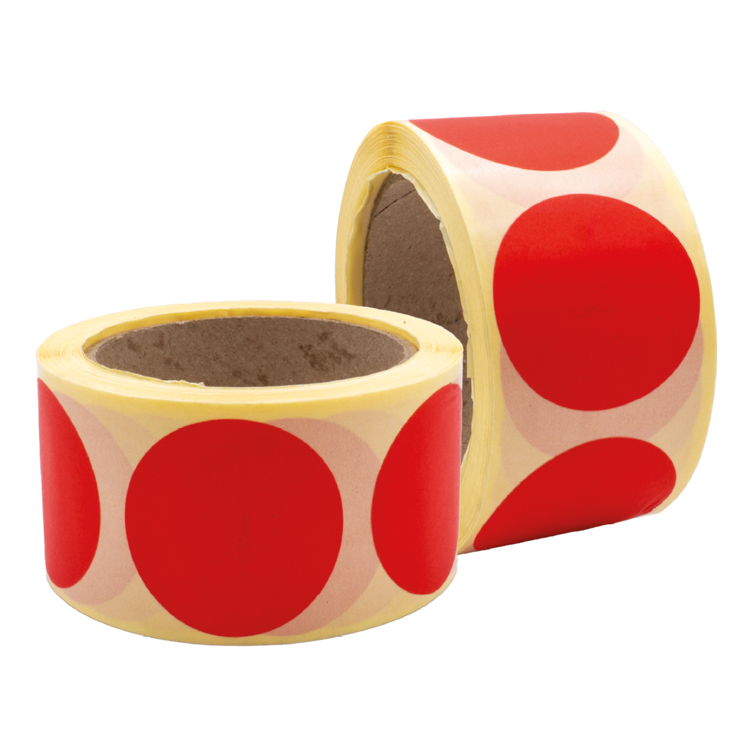 Coloured Circular Label, Red, 500/roll
