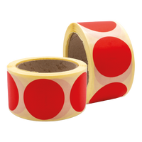 Coloured Circular Label, Red, 500/roll