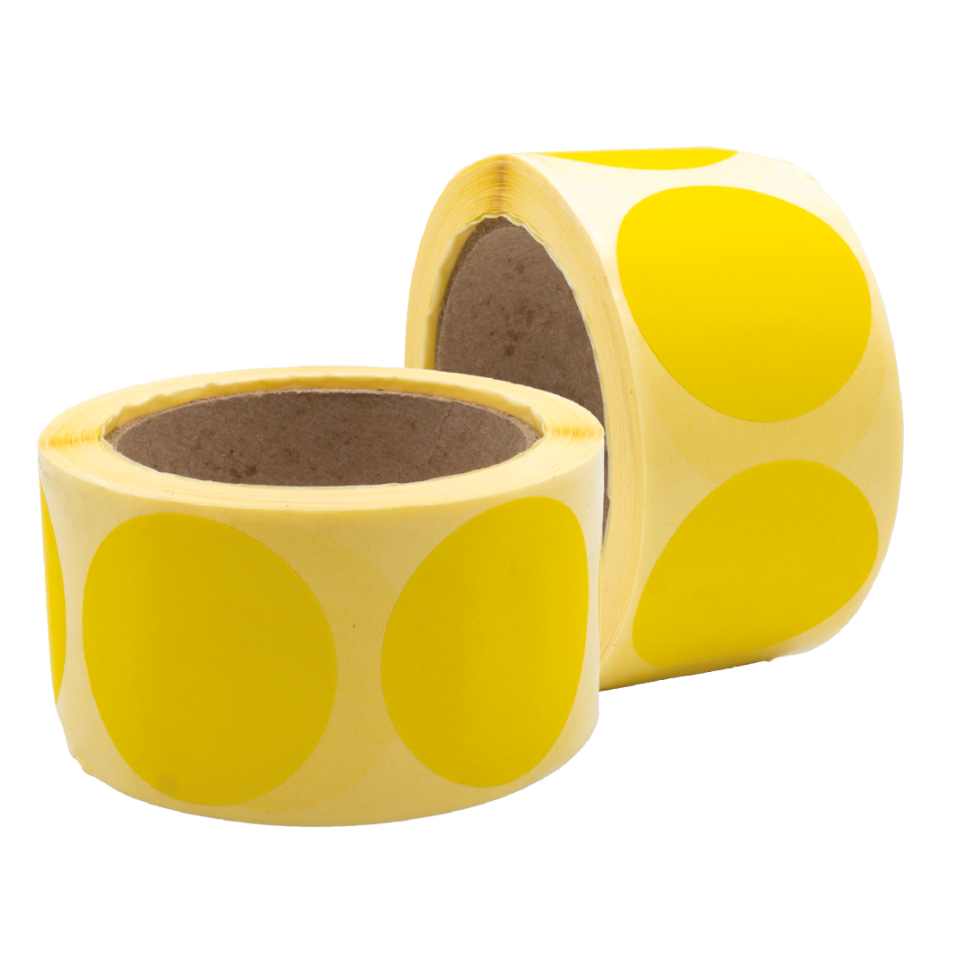 Coloured Circular Label, Yellow, 500/roll