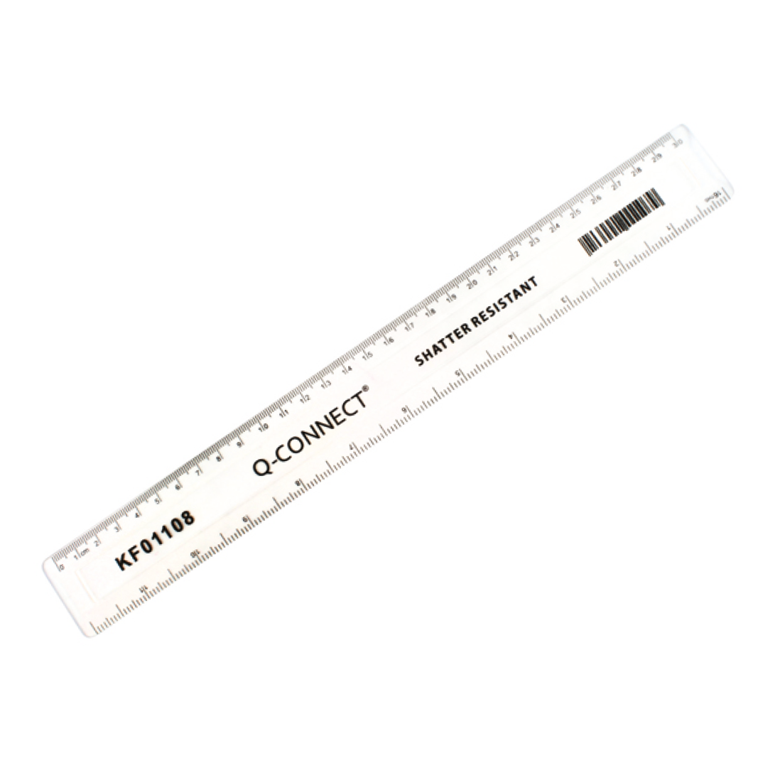 Q-Connect Ruler Shatterproof 300mm Clear