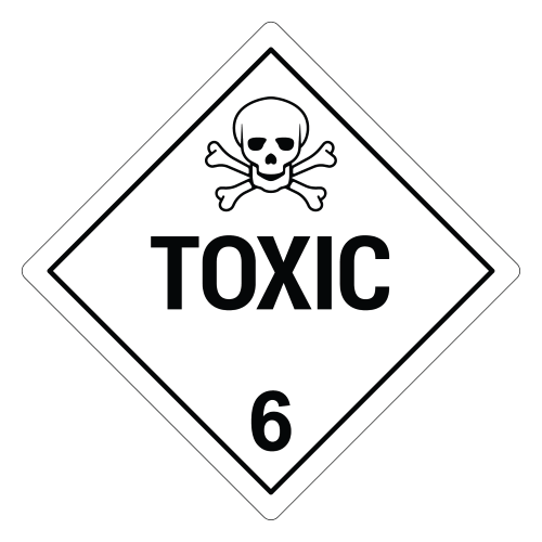 Toxic 6 Hazard Labels, White