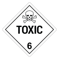 Toxic 6 Hazard Labels, White