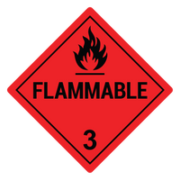 Highly Flammable 3 Hazard Labels, Red
