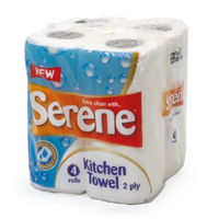Kitchen Roll, 2ply, Embossed, White, (4 Pack)