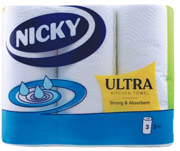 Kitchen Roll, 2ply, White, Embossed, 4 Pack