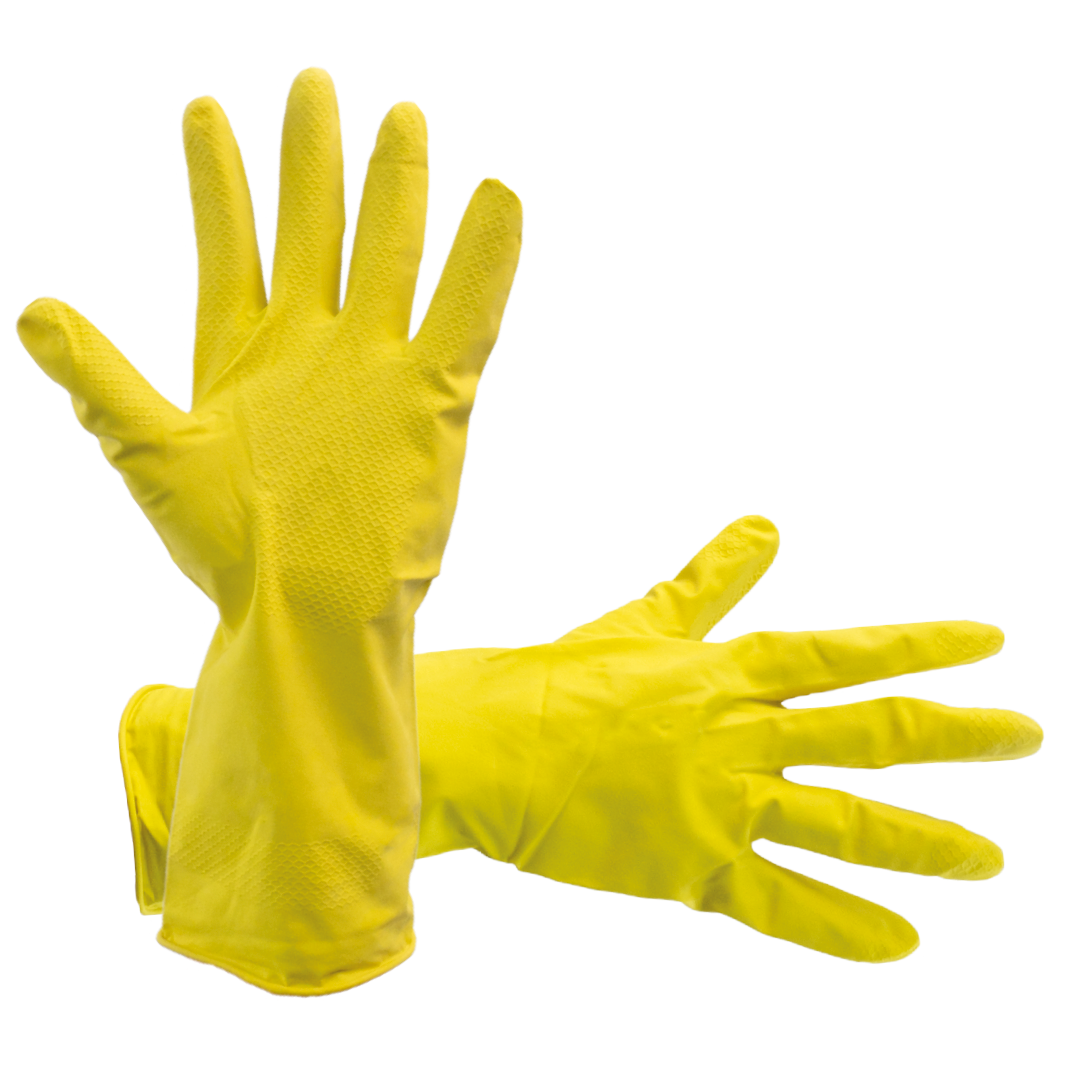Rubber Washing Up Gloves, Yellow
