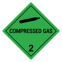 Compressed Gas 2 Hazard Labels, Green