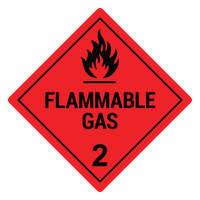 Flammable Gas 2 Hazard Labels, Red