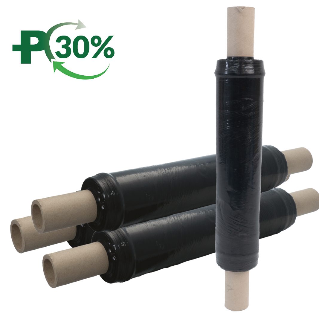Black Pallet Wrap, E-stretch, Ext Core, 5mu