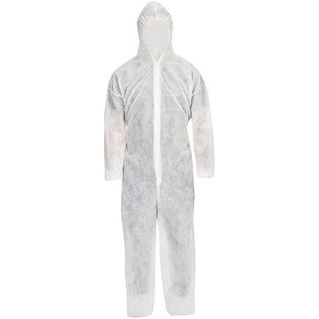 Disposable Overall with Hood, White