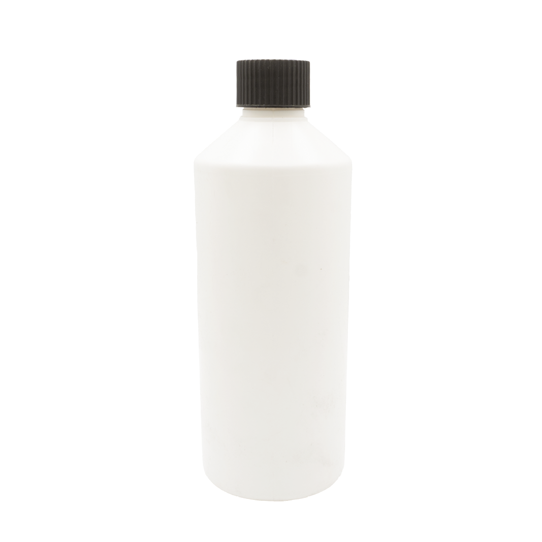 White Cylindrical Bottle with Black Screw Cap