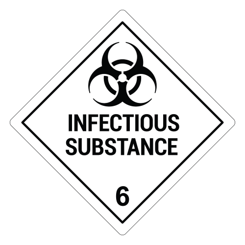 Infectious Substance Hazard Labels, White/Black