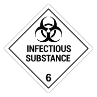 Infectious Substance Hazard Labels, White/Black