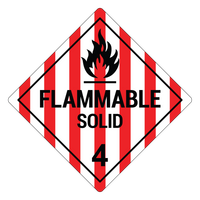 Flammable Solid 4 Hazard Labels, Red/White